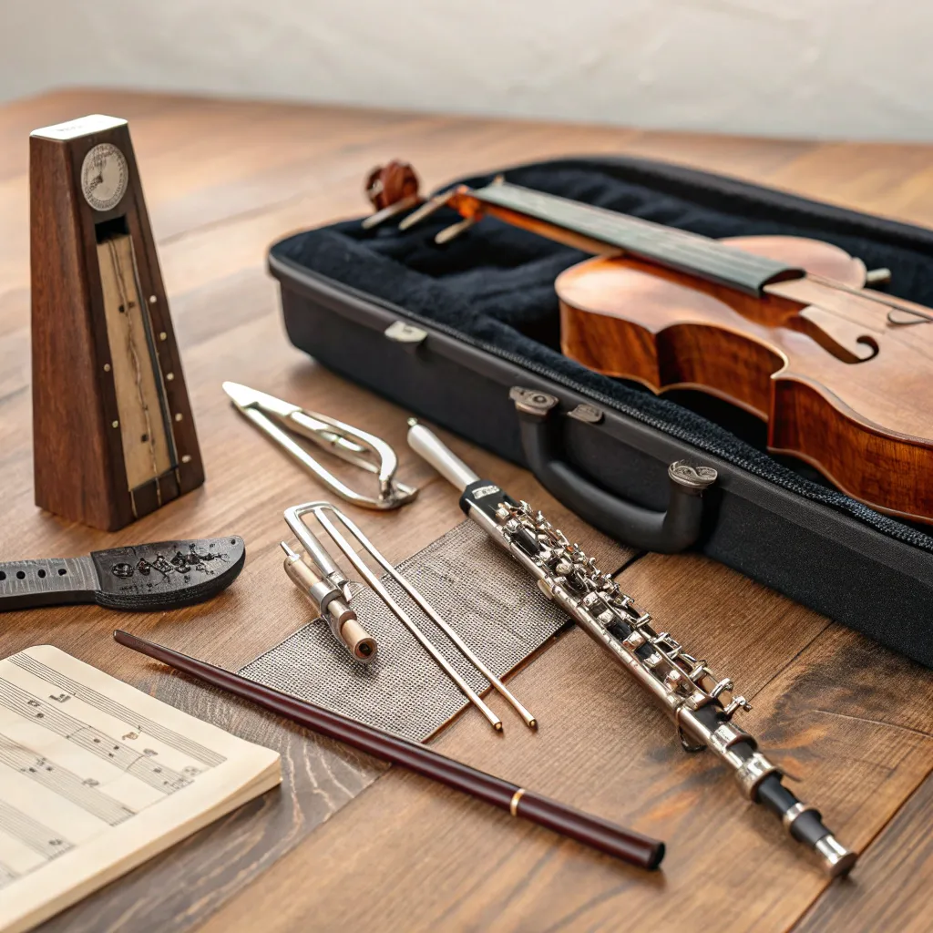 Image of tuning tools and musical instruments